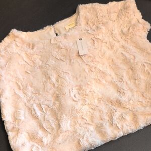 Anthropologie Cream Faux Fur Blouse